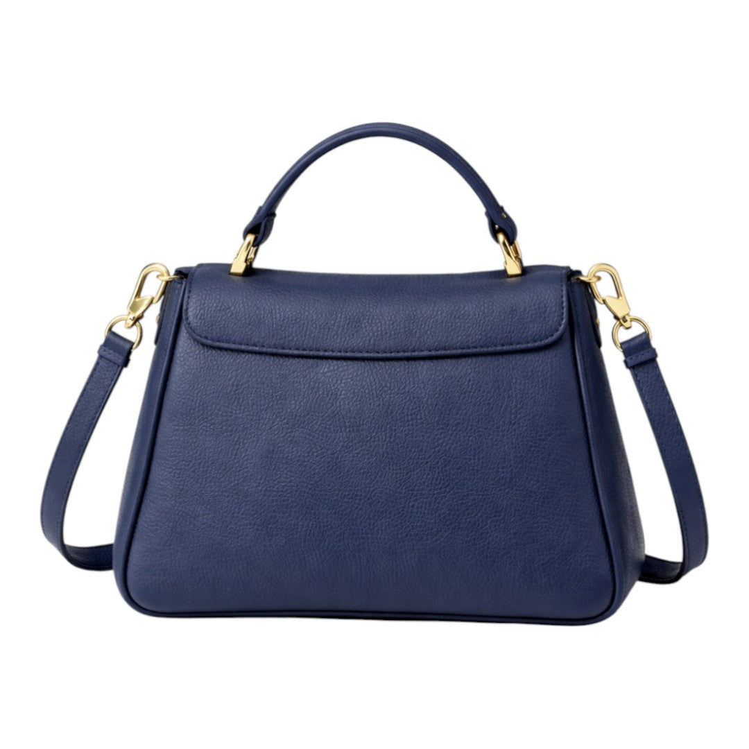 Nerzo Classic Navy Blue Shoulder Bag with Gold Lock – Elegant Women Crossbody