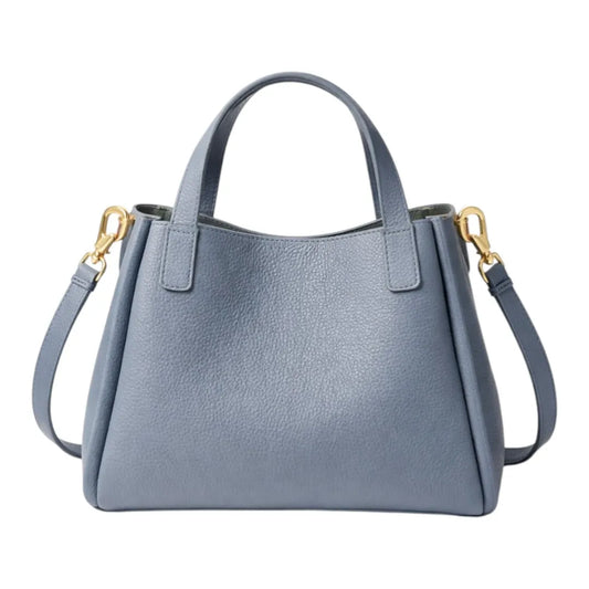 Nerzo Modern Steel Blue Faux Leather Handbag with Gold Lock