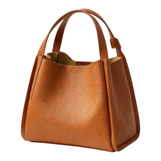 Nerzo Modern Brown Faux Leather Tote Handbag for Women
