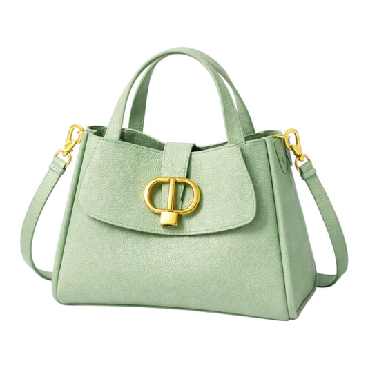 Nerzo Elegant Mint Green Textured Handbag with Gold Buckle – Luxury Women Shoulder Bag