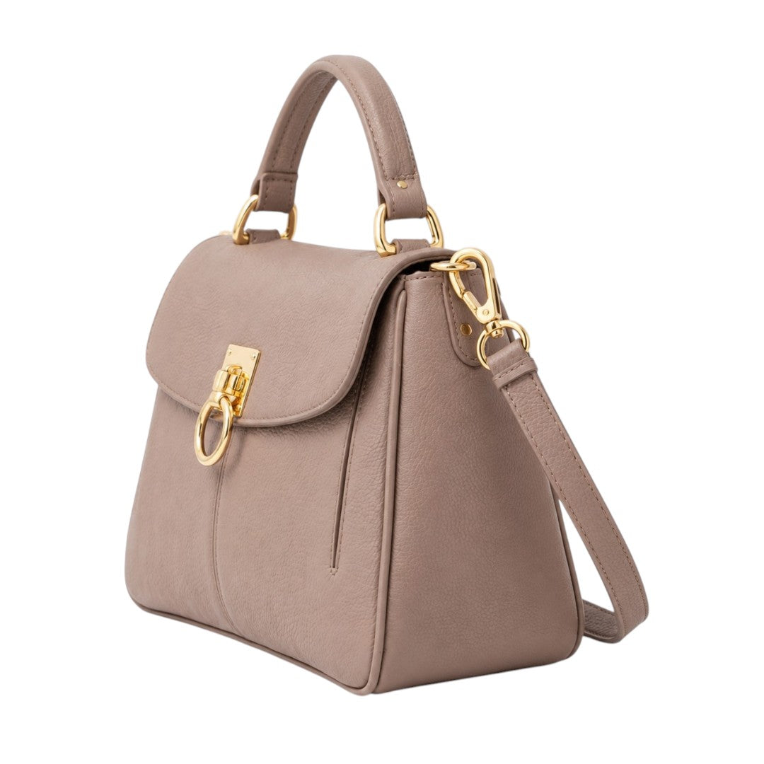 Nerzo Elegant Textured Leather Handbag with Gold Lock – Premium Women Shoulder Bag