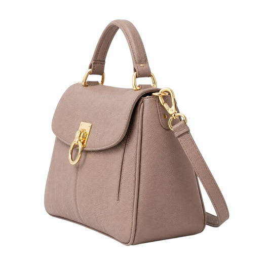 Nerzo Elegant Textured Leather Handbag with Gold Lock – Premium Women Shoulder Bag