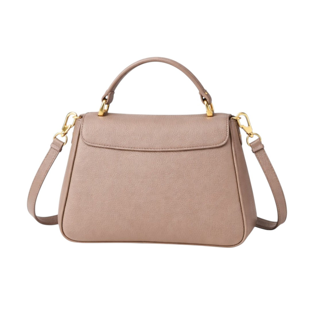 Nerzo Elegant Textured Leather Handbag with Gold Lock – Premium Women Shoulder Bag