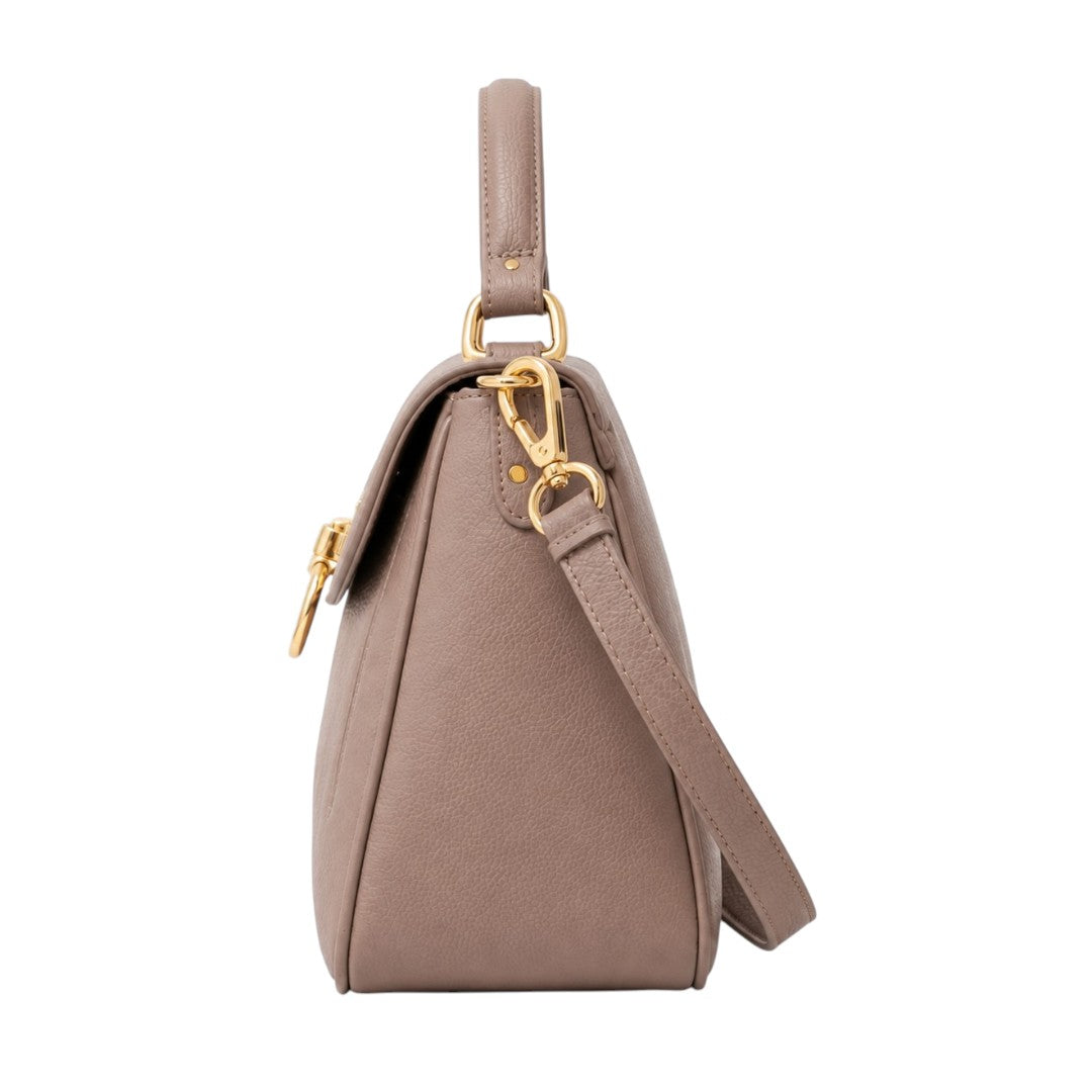 Nerzo Elegant Textured Leather Handbag with Gold Lock – Premium Women Shoulder Bag