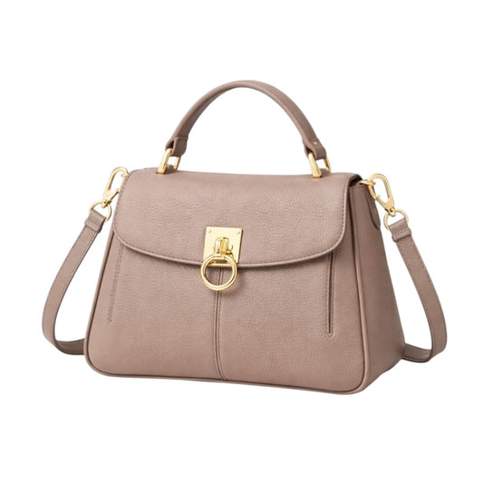 Nerzo Elegant Textured Leather Handbag with Gold Lock – Premium Women Shoulder Bag