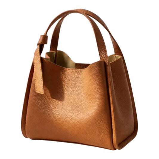 Nerzo Modern Brown Faux Leather Tote Handbag for Women